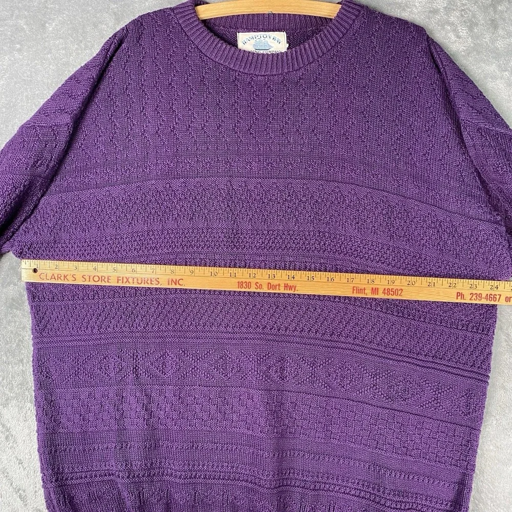 Vtg Hampton‎ Bay Trading Company Sweater Mens XL Purple 3D Knit Textured 90s